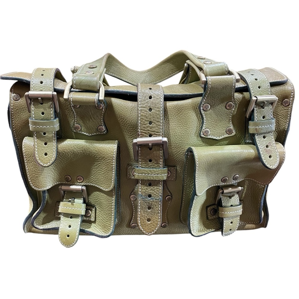 Mulberry Khaki Leather Buckle Satchel